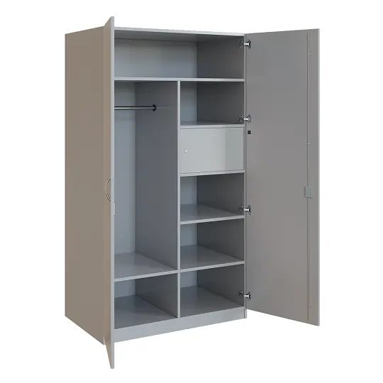 Q 26-100 skříň šatní, 2-dvéřová, 1000x600x1800mm, šedá